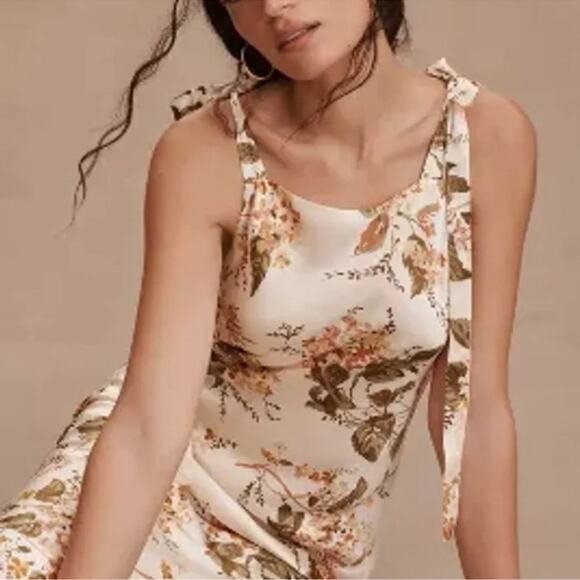 Reformation Dresses & Skirts - Reformation Aden 100% Silk Dress in “Bella” floral print cream sleeveless midi